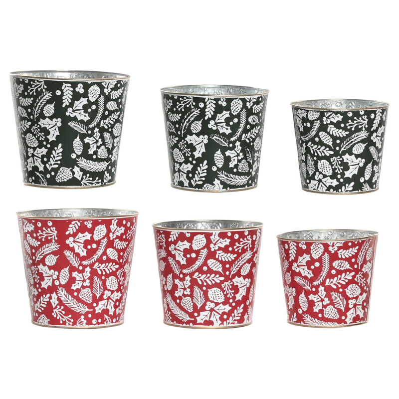 Set Adornos de Navidad Home ESPRIT Rojo Verde Navidad 21 x 21 x 19 cm (2 Unidades)