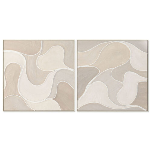 Lienzo Home ESPRIT Beige Abstracto Escandinavo 102 x 4,5 x 102 cm (2 Unidades)