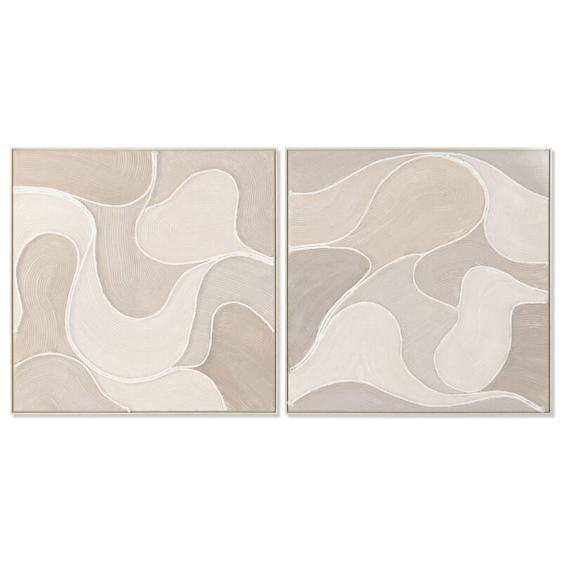 S3062123_0 Lienzo Home ESPRIT Beige Abstracto Escandinavo 102 x 4,5 x 102 cm (2 Unidades)