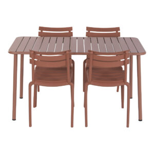 Conjunto de Mesa con 4 Sillas Home ESPRIT Terracota Polipropileno Hierro 140 x 70 x 75 cm