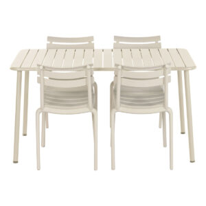 Conjunto de Mesa con 4 Sillas Home ESPRIT Crema Polipropileno Hierro 140 x 70 x 75 cm