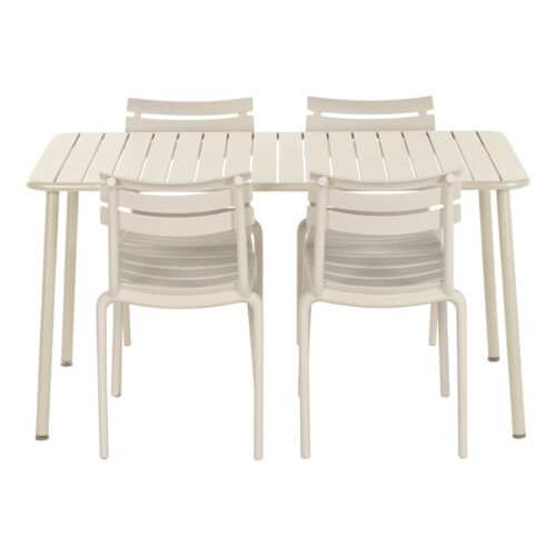 Conjunto de Mesa con 4 Sillas Home ESPRIT Crema Polipropileno Hierro 140 x 70 x 75 cm