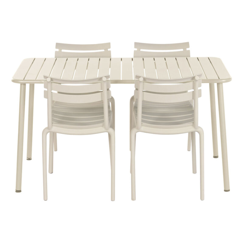 Conjunto de Mesa con 4 Sillas Home ESPRIT Crema Polipropileno Hierro 140 x 70 x 75 cm