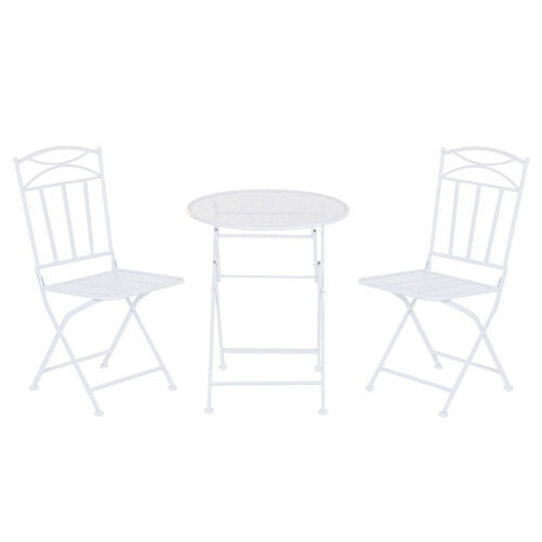 Conjunto de Mesa con 2 Sillas Home ESPRIT Blanco Hierro 60 x 60 x 70 cm