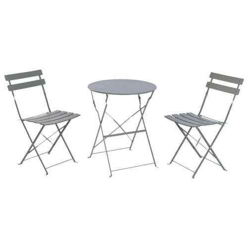 Conjunto de Mesa con 2 Sillas Home ESPRIT Verde Metal 60 x 60 x 71 cm