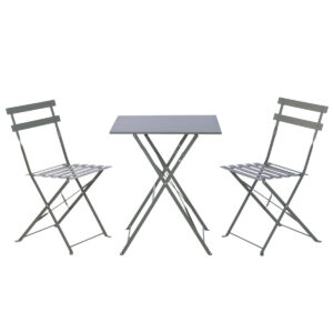 Conjunto de Mesa con 2 Sillas Home ESPRIT Verde Metal 60 x 60 x 71 cm