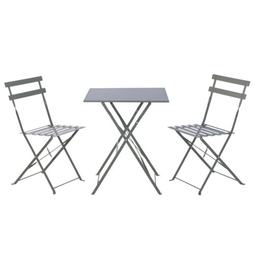 Conjunto de Mesa con 2 Sillas Home ESPRIT Verde Metal 60 x 60 x 71 cm