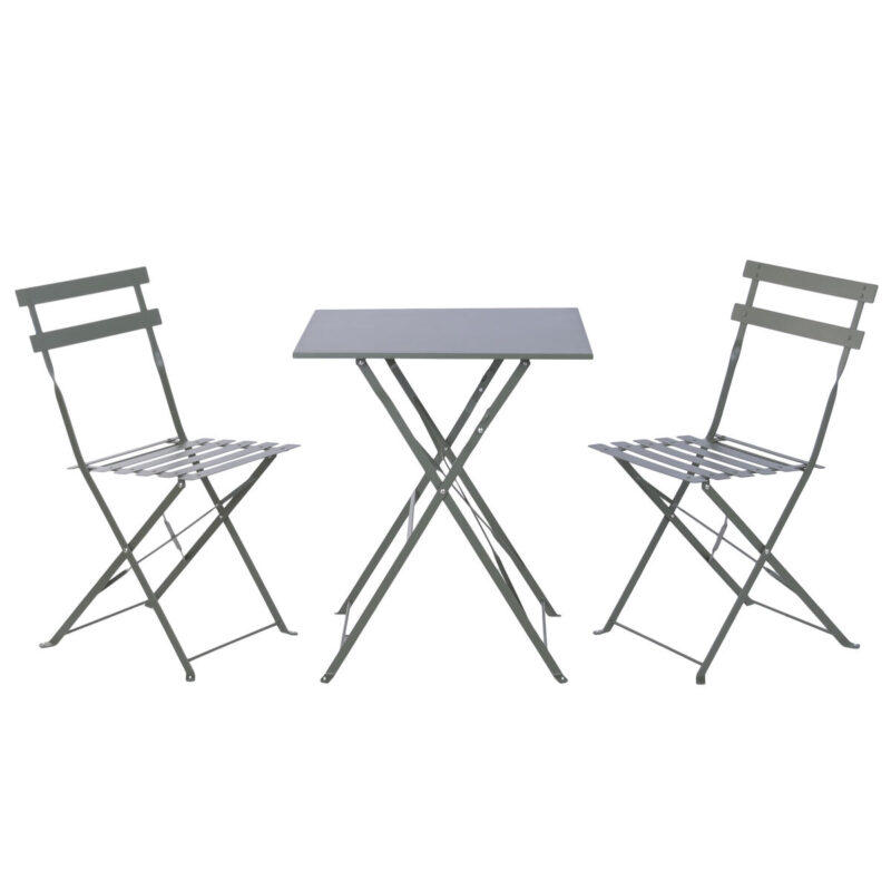 Conjunto de Mesa con 2 Sillas Home ESPRIT Verde Metal 60 x 60 x 71 cm