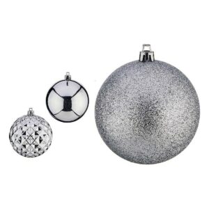 Bolas de Navidad Krist+ Plateado PVC Ø 8 cm 3 Unidades