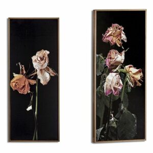S3606487_0 Cuadro Gift Decor Negro Oro Dorado Aglomerado Flores 21,2 x 2 x 51,2 cm 21,2 x 51,2 x 2 cm
