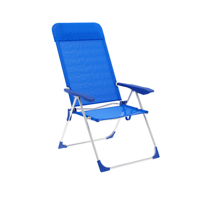 Marbueno Silla Plegable 5 Posiciones Aluminio con Cojin Azul Playa y Piscina 69X58X109 cm 10249