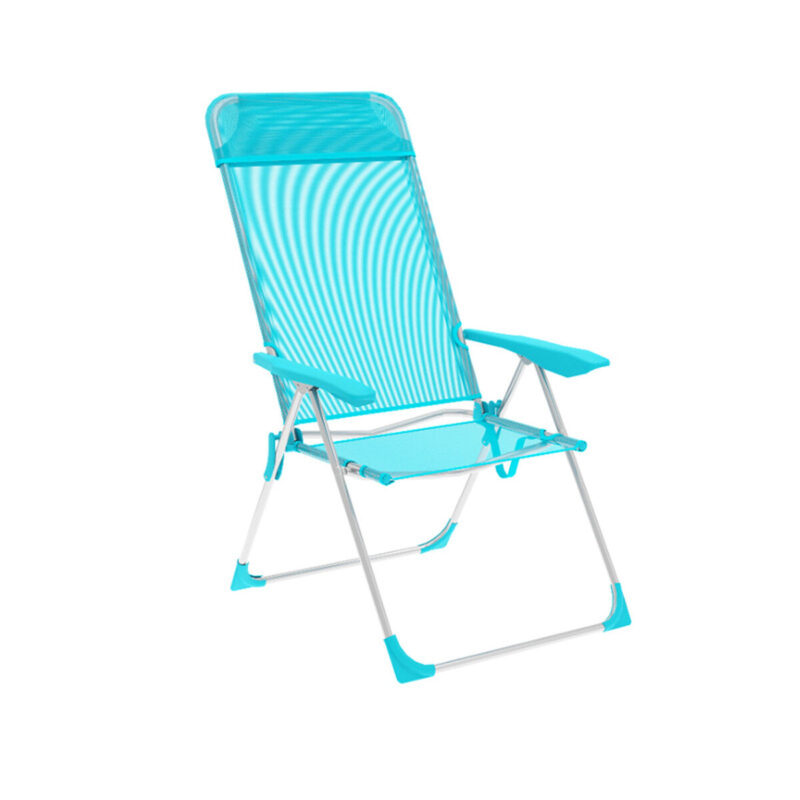 Marbueno Silla Plegable 5 Posiciones Aluminio con Cojin Aguamarina Playa y Piscina 69X58X110 cm 10311