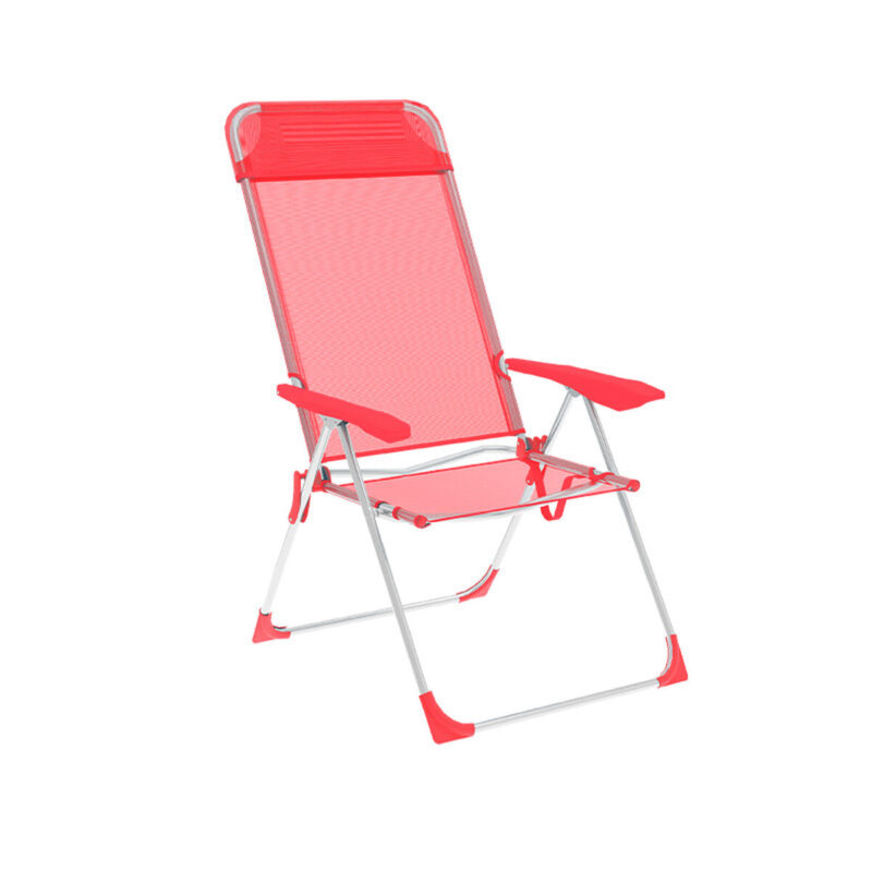 Marbueno Silla Plegable 5 Posiciones Aluminio con Cojin Coral Playa y Piscina 69X58X110 cm 10360