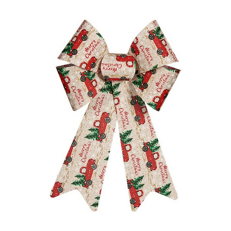S3611422_0 Lazo Krist+ Rojo Beige Coches 15 x 25 cm Adorno Navideño