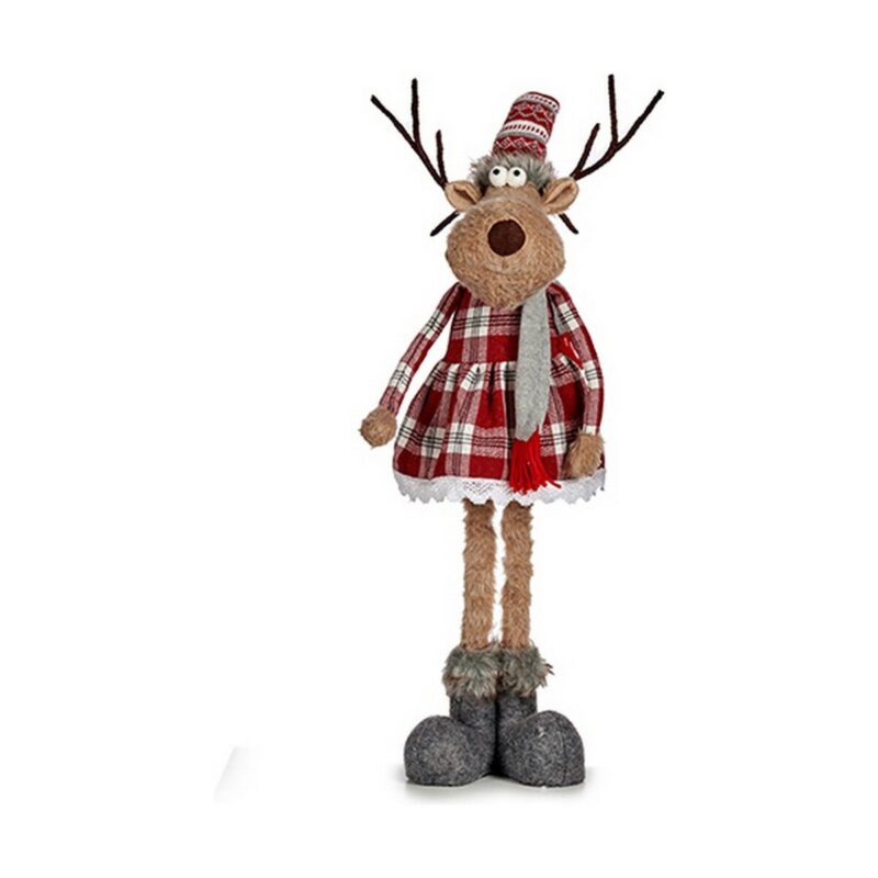 S3611543_0 Figura Decorativa Krist+ Rojo Gris Ciervo Bufanda 17 x 78 x 24 cm
