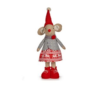 Adorno Navideño Krist+ Blanco Rojo Gris Crema Ratón Navidad 48 cm 16 x 60 x 20 cm