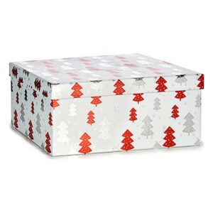 Caja De Regalo Krist+ Blanco Rojo Plateado Plata Navidad Árbol de Navidad 28,5 x 17 x 37,5 cm