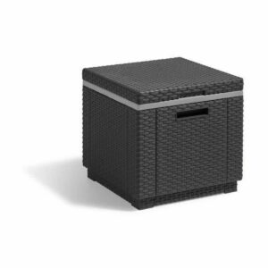 S7109412_0 Mesa auxiliar Allibert by KETER Ice Cube graphite 42 x 42 x 41 cm Gris