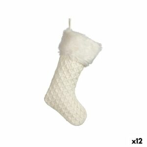 Adorno Navideño Krist+ FG09-20493C Blanco Calcetín de Navidad 28 x 4 x 46 cm (12 Unidades)