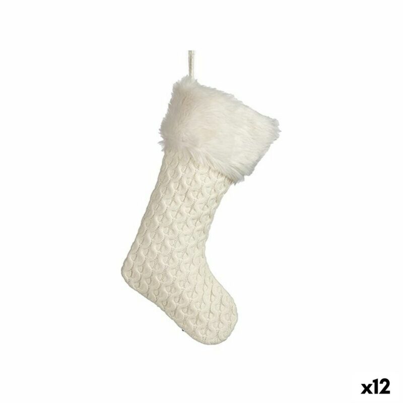 Adorno Navideño Krist+ FG09-20493C Blanco Calcetín de Navidad 28 x 4 x 46 cm (12 Unidades)