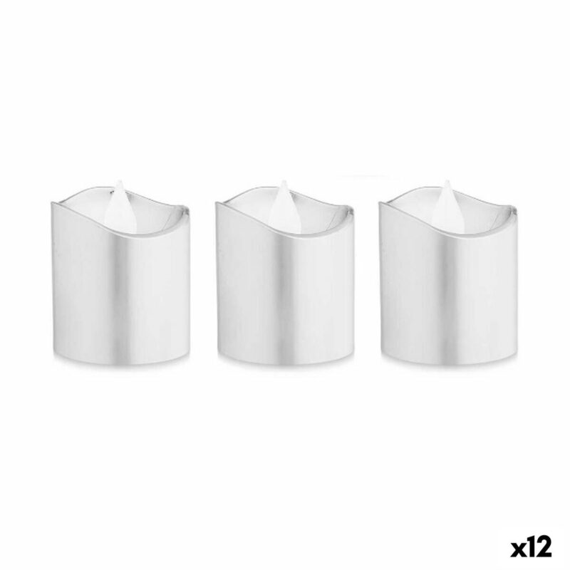 S3628368_0 Set de Velas Gift Decor Plateado Plata 18 x 14 x 4 cm 3,7 x 3,7 x 5 cm LED (12 Unidades)